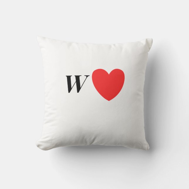 Letter W Heart - Valentine Initial Love Design Kissen (Vorderseite)