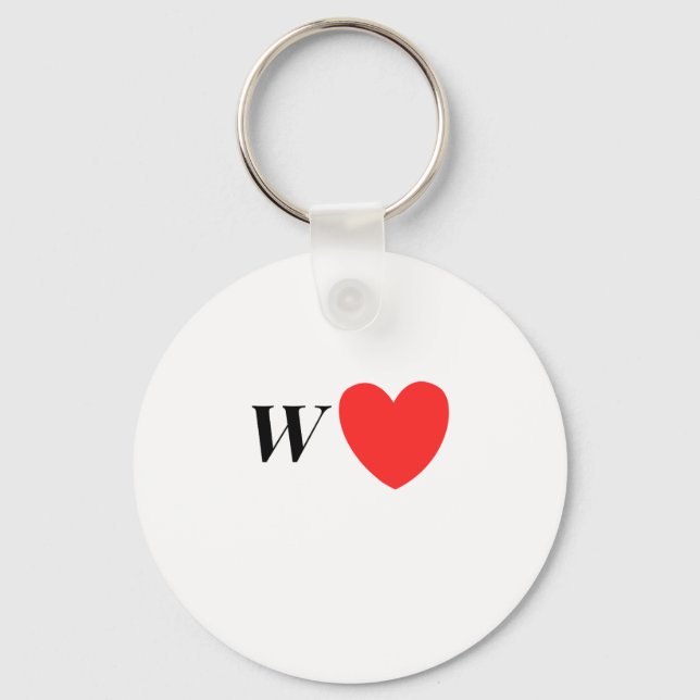 Letter W Heart - Valentine Initial Love Design Schlüsselanhänger (Vorderseite)