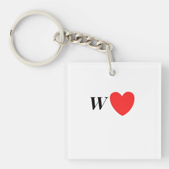 Letter W Heart - Valentine Initial Love Design Schlüsselanhänger (Vorderseite)