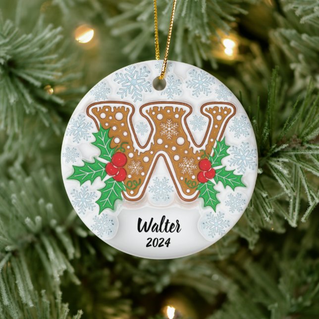 Letter W Individuelle Name Monogram Christmas Keramik Ornament (Baum)