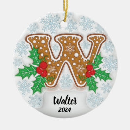 Letter W Individuelle Name Monogram Christmas Keramik Ornament