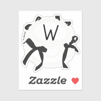 Letter W Initial Black And White Bow Vintage Cake  Aufkleber
