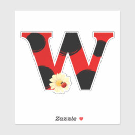 Letter W Ladybug Print mit Ladybug und Blume Aufkleber