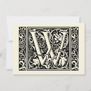 Letter W Mittelalterliche Monogram Art Nouveau Einladung