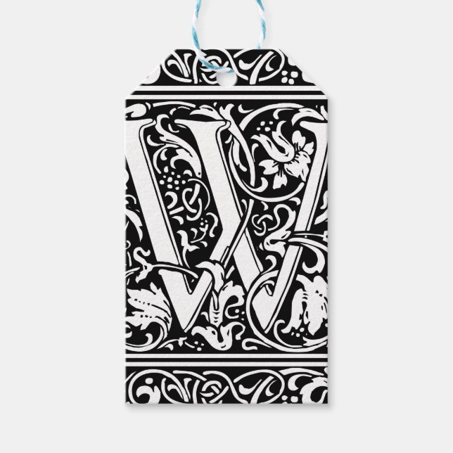 Letter W Mittelalterliche Monogram Art Nouveau Geschenkanhänger (Vorderseite)