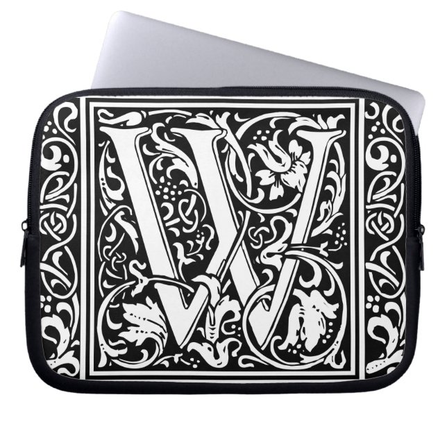 Letter W Mittelalterliche Monogram Art Nouveau Laptopschutzhülle (Vorderseite)