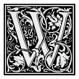 Letter W Mittelalterliche Monogram Art Nouveau Poster