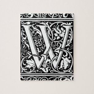 Letter W Mittelalterliche Monogram Art Nouveau Puzzle