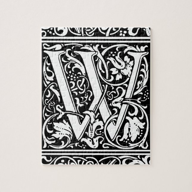 Letter W Mittelalterliche Monogram Art Nouveau Puzzle (Vertikal)