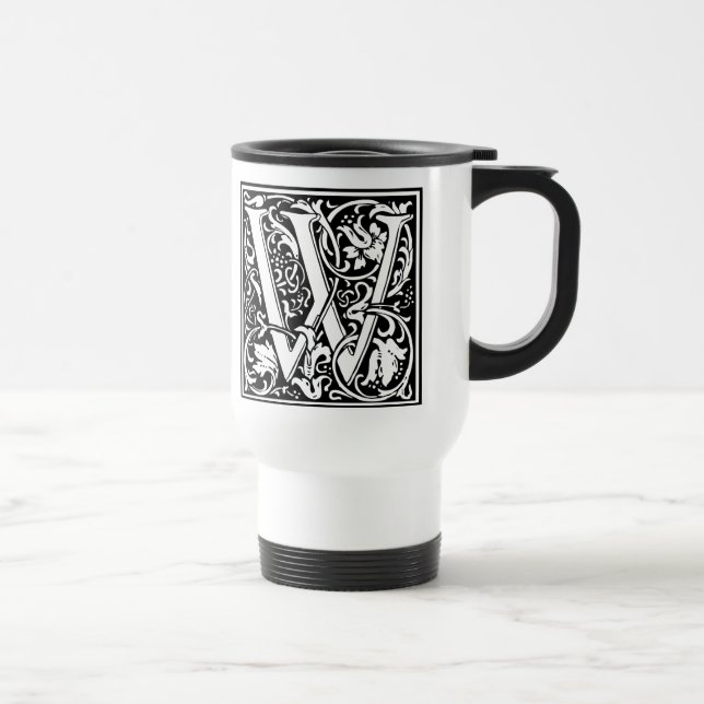 Letter W Mittelalterliche Monogram Art Nouveau Reisebecher (Rechts)
