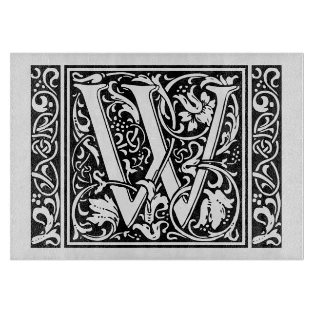 Letter W Mittelalterliche Monogram Art Nouveau Schneidebrett (Vorderseite)