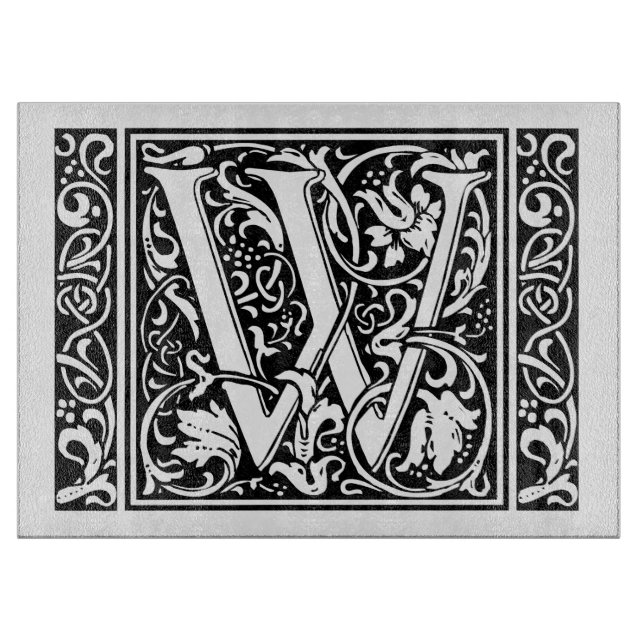 Letter W Mittelalterliche Monogram Art Nouveau Schneidebrett (Vorderseite)