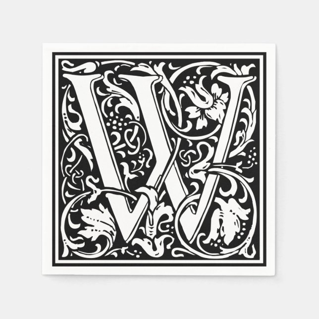 Letter W Mittelalterliche Monogram Art Nouveau Serviette (Vorderseite)