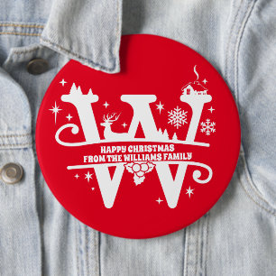 Letter W Monogram Anfangsname Familienname Gruß Button