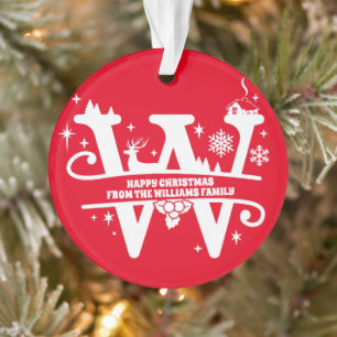 Letter W Monogram Anfangsname Familienname Gruß  Ornament