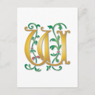 Letter W Monogram Postkarte