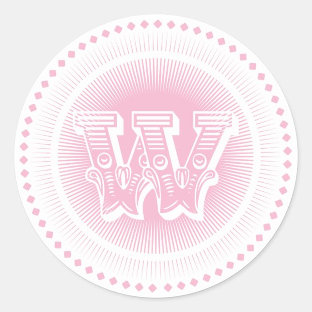 Letter W Monogram Round Stickers (Vorderseite)