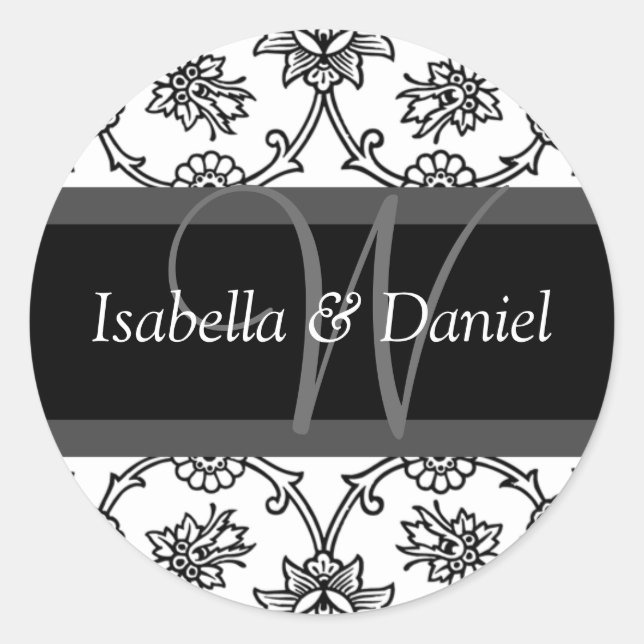 Letter W Monogram Siegel Stickers (Vorderseite)