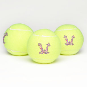 Letter-W-Monogramm-Girls personalisierte Doodart Tennisbälle