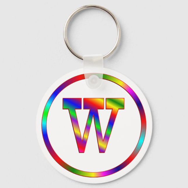 Letter W Rainbow Schlüsselanhänger (Vorderseite)