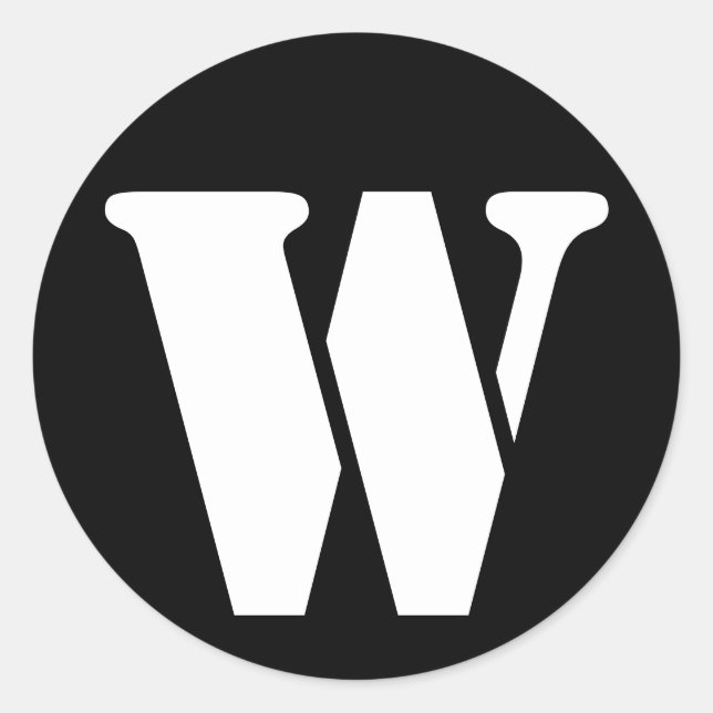 Letter W Stencil Alphabet von Janz Black Runder Aufkleber (Vorderseite)