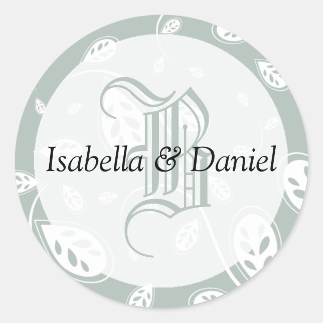 Letter Wedding Monogram Bride Groom Stickers (Vorderseite)