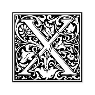 Letter X Art Nouveau Schwarz/Weiß Tile Permastempel