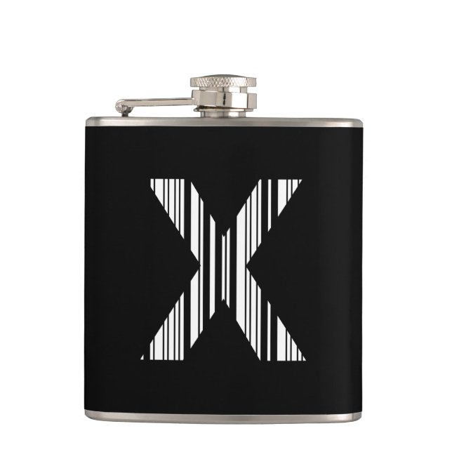 LETTER X BAR CODE Erstes erstes Barcode-Muster Flachmann (Vorderseite)
