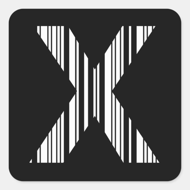LETTER X BAR CODE Erstes erstes Barcode-Muster Quadratischer Aufkleber (Vorderseite)