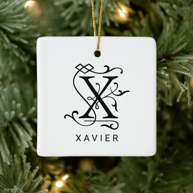 Letter X Elegant Monogram Christmas Ornament (Baum)