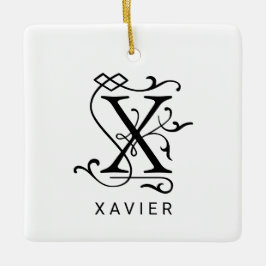 Letter X Elegant Monogram Christmas Ornament