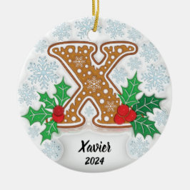 Letter X Individuelle Name Monogram Christmas Keramik Ornament
