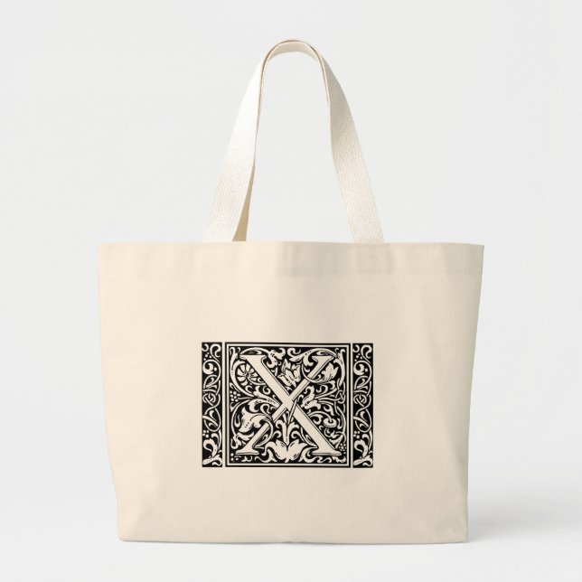 Letter X Medieval Monogram wide Jumbo Stoffbeutel (Vorne)