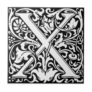 Letter X Mittelalterliche Monogram Art Nouveau Fliese