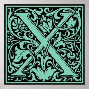 Letter X Mittelalterliche Monogram Art Nouveau Poster