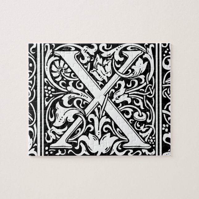Letter X Mittelalterliche Monogram Art Nouveau Puzzle (Horizontal)