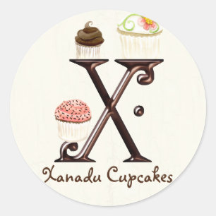 Letter X Monogram Cupcake Logo-Aufkleber Runder Aufkleber