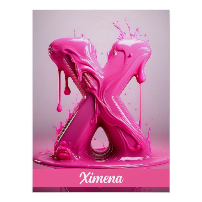 Letter X, Monogram X - Customizable Name Poster  (Vorderseite)