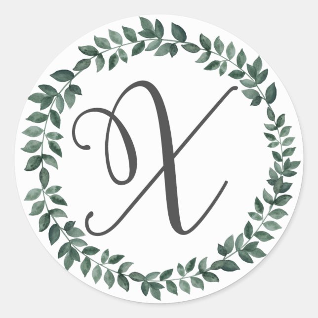 Letter X Monogramm Minimalistischer botanischer Le Runder Aufkleber (Vorderseite)