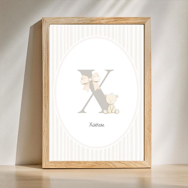 Letter X Nursery Wall Art - Custom Baby Name Print Poster (Letter X Nursery Wall Art - Custom Baby Name Print)