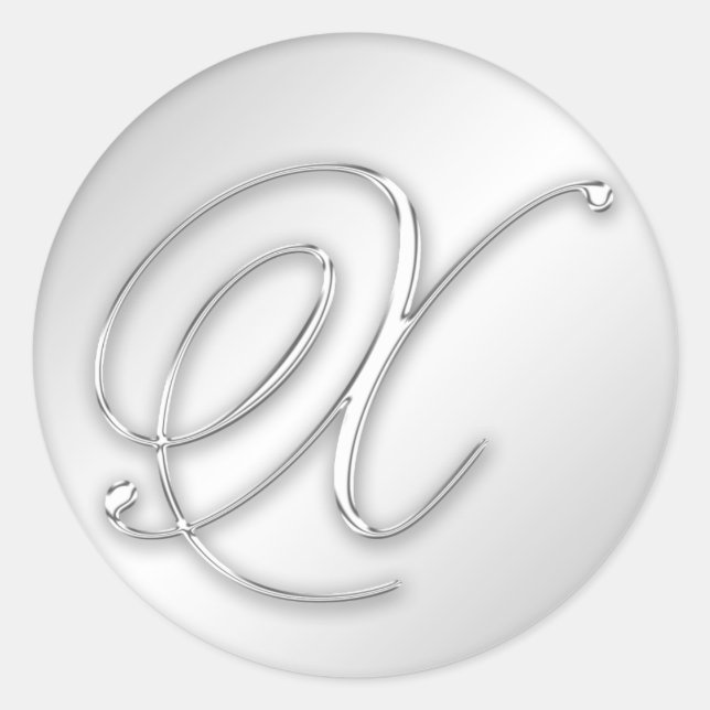 Letter X-Skript erste Imitate Silber-Monogramm-Gef Runder Aufkleber (Vorderseite)