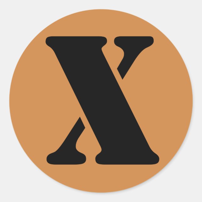Letter X Stencil Alphabet von Janz Peru Gold Runder Aufkleber (Vorderseite)