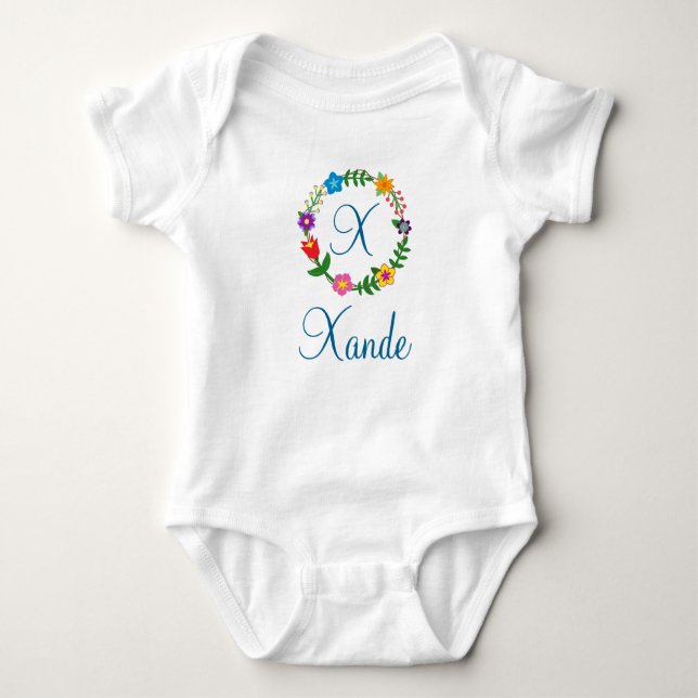 Letter X, Xande + Blume Anpassbare Bodysuit Baby Strampler (Vorderseite)