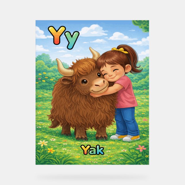 Letter Y Alphabet Poster – Y is for Yak (Vorderseite)