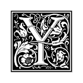 Letter Y Art Nouveau Schwarz/Weiß Tile Permastempel