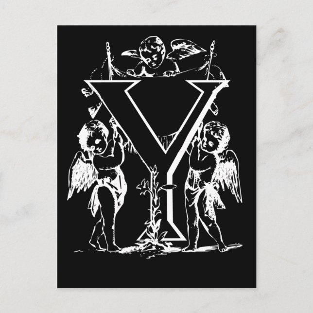 Letter Y Black and White Monogram Cards Postkarte (Vorderseite)