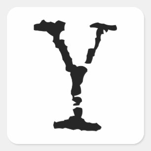 Letter Y Black Quadratischer Aufkleber