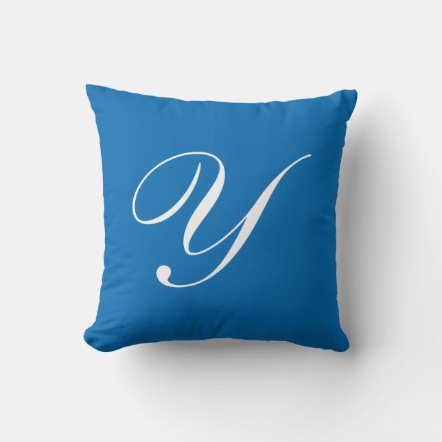 Letter Y Blue Monogram Pilze Kissen (Vorderseite)
