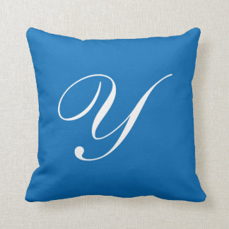 Letter Y Blue Monogram Pilze Kissen