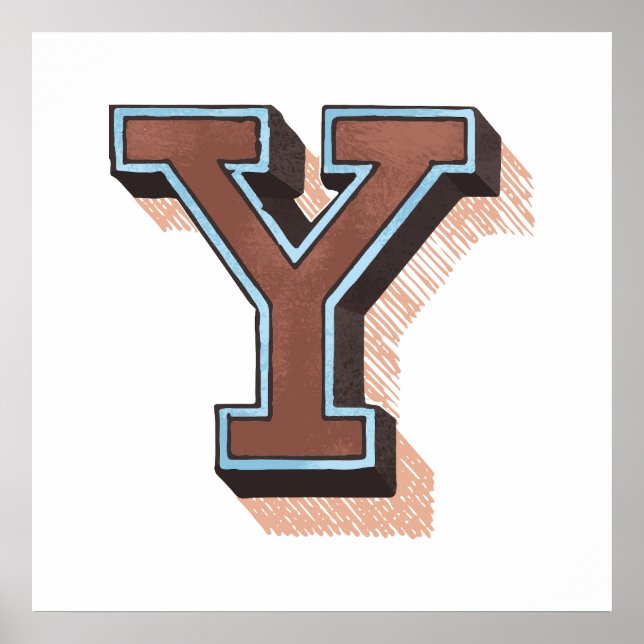 Letter "Y" Elegant bestickt Poster (Vorne)